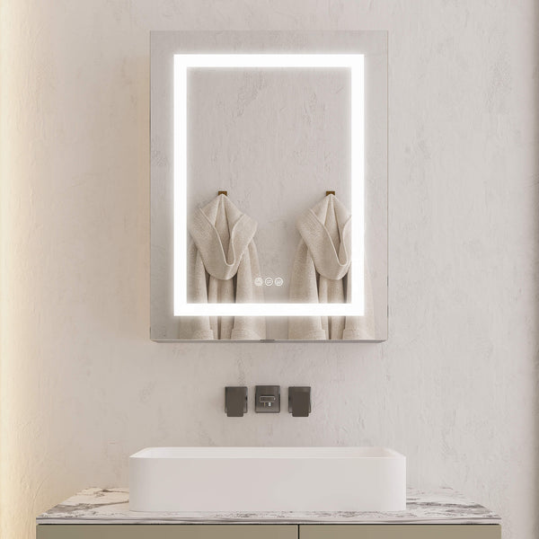 28 x 19 LED Medicine Cabinet with Light Wall Mounted Mirror