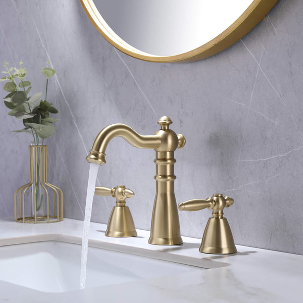 Antique Brass Widespread Bathroom Faucet Farmhouse Washingroom Vanity –  Rbrohant