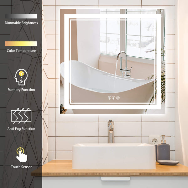 LED Mirror Bathroom Vanity Mirror Anti-Fog Memory Oversized Dimmable F –  Rbrohant