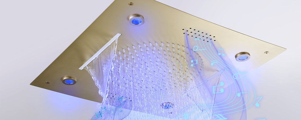 Luxury Shower System with LED Bluetooth Speakers Thermostatic Shower Set