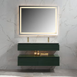 48'' Green Undermount Double Sink Floating Bathroom Vanity with White Engineered Stone Top