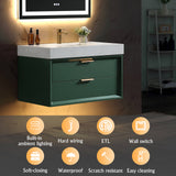 36" Green Modern Floating Bathroom Vanity Stone Slab Countertop