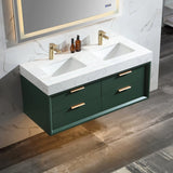 48" Modern Floating Bathroom Vanity with Engineered Stone Countertop Double Sinks