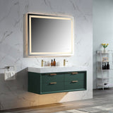 48" Modern Floating Bathroom Vanity with Engineered Stone Countertop Double Sinks