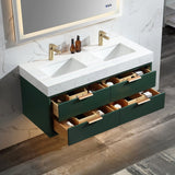 48" Modern Floating Bathroom Vanity with Engineered Stone Countertop Double Sinks