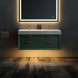 48" Modern Floating Bathroom Vanity with Engineered Stone Countertop Double Sinks