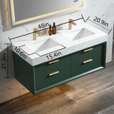 48" Modern Floating Bathroom Vanity with Engineered Stone Countertop Double Sinks