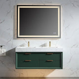 48" Modern Floating Bathroom Vanity with Engineered Stone Countertop Double Sinks