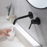 Single Handle Wall Mount Bathroom Faucet Brass Sink Basin Faucet with Valve