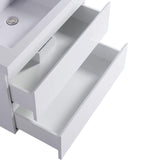 30" White Bathroom Vanity with Sink Wall Mount Floating Bathroom Vanity Cabinet with Two Big Drawers