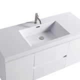 48" Floating / Wall Mount White Bathroom Vanity with Sink Drawers and Cabinets