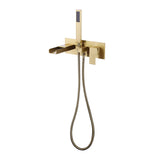 Waterfall Bathtub Faucets Wall Mount Modern Bathroom Renovation Brushed Gold JK0042