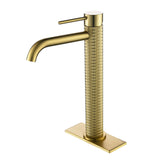 Single Handle Vessel Sink Faucet Premium Brass with Unique Knurled Design