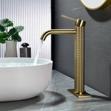 Single Handle Vessel Sink Faucet Premium Brass with Unique Knurled Design