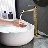 Single Handle Vessel Sink Faucet Premium Brass with Unique Knurled Design