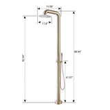 Freestanding Stainless Steel Outdoor Shower with Hand Shower Brushed Gold