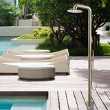 Freestanding Stainless Steel Outdoor Shower with Hand Shower Brushed Gold