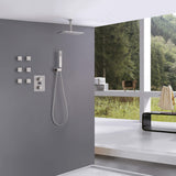 Thermostatic Shower System with Temperature Digital Display 6 Body Spray Jets Ceiling Mount JK0126