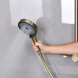 Wall Mount Rain Shower Faucet Set with Tub Spout and 3 Modes Handheld Shower