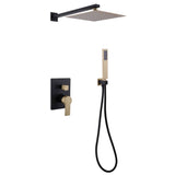 Black with Gold Dual-Tone 2-Way Function Diverter Shower Kit with Embedded Box Mixer Valve