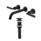 Wall Mount Bathroom Sink Faucet 3 Hole Dual Handle Bathroom Lavatory Faucet