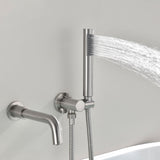 Wall Mount Bathtub Faucet with Handheld Hose Bathtub Mixer Tap Set Brushed Nickel JK0328