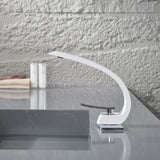 Modern Single Handle C-Shaped Curved Spout Bathroom Sink Faucet