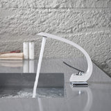 Modern Single Handle C-Shaped Curved Spout Bathroom Sink Faucet