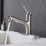 Bathroom Faucet with Pull Out Spray Hot and Cold Multi-Function Telescopic Single Hole Taps