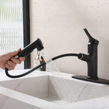 Bathroom Faucet with Pull Out Spray Hot and Cold Multi-Function Telescopic Single Hole Taps