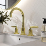 High-End Knurled Lever Handle 8-Inch Bathroom Widespread Gooseneck Faucet