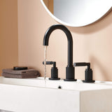 High-End Knurled Lever Handle 8-Inch Bathroom Widespread Gooseneck Faucet