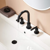 High-End Knurled Lever Handle 8-Inch Bathroom Widespread Gooseneck Faucet