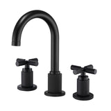 Luxury Knurled Brass Faucet with Cross Handles 8-Inch Widespread Gooseneck Faucet