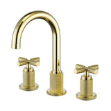 Luxury Knurled Brass Faucet with Cross Handles 8-Inch Widespread Gooseneck Faucet