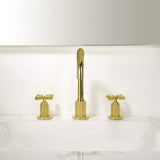 Luxury Knurled Brass Faucet with Cross Handles 8-Inch Widespread Gooseneck Faucet