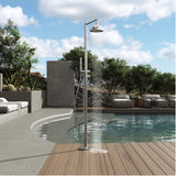 Premium 304 Stainless Steel Outdoor Shower Fixture with Rainfall & Handheld Shower JK0429