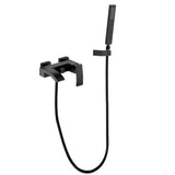 Modern Bathroom Wall Mount Tub Filler with Handheld Matte Black LYJ0016