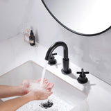 Cross Handle Widespread Bathroom Faucet with 360° Rotation Spout RB1065