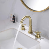 Cross Handle Widespread Bathroom Faucet with 360° Rotation Spout RB1065