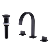 Basin Faucet Square Bathroom Sink Faucet Widespread 3 Hole Double Handle Faucet