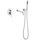 Bathtub Faucet with Handheld Sprayer Tub Filler Wall Mount Bathtub Mixer Tap Single Handle