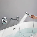 Bathtub Faucet with Handheld Sprayer Tub Filler Wall Mount Bathtub Mixer Tap Single Handle