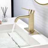 Bathroom Sink Faucet Single Handle Brass Modern Farmhouse RV Lavatory Vanity Faucet with Cover Plate