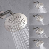 6" 5-Spray High Pressure Powerful Rain Shower Head with Shower Arm and Flange