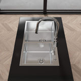 32-inch Large Double Bowl Square Stainless Steel Handmade Top Mount  Kitchen Sink