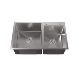 32-inch Large Double Bowl Square Stainless Steel Handmade Top Mount  Kitchen Sink