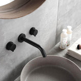 Wall Mount 2 Handle 3 Hole Bathroom Sink Faucet RB04YB