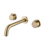 Solid Brass Wall Mount 2 Handle Bathroom Sink Faucet