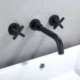 Wall Mount Bathroom Faucet Cross Handle 8 Inch Center Solid Brass Vessel Sink Basin Mixer